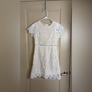 White Lace Short Sleeve Dress